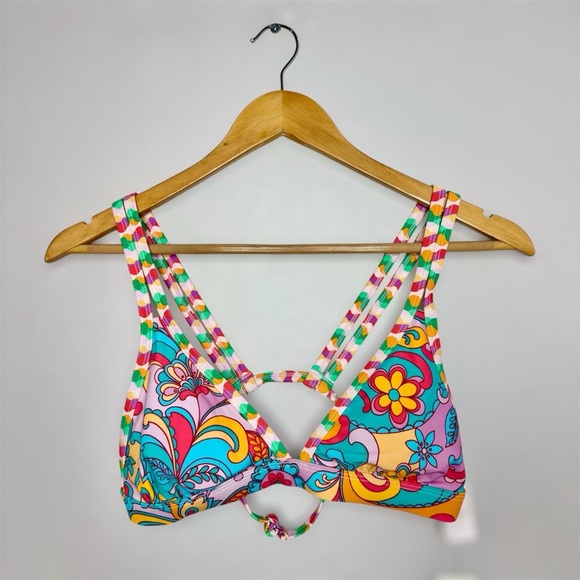 Cupshe Other - New Boho Wavy Striped Strappy V-Neck Top Cutout Bikini Size M